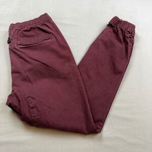Zanerobe Sureshot Jogger Pants Mens 34 Burgundy Maroon Chino Drop Crotch Tapered
